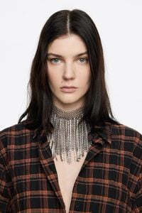 Collar choker malla plateada y cristales