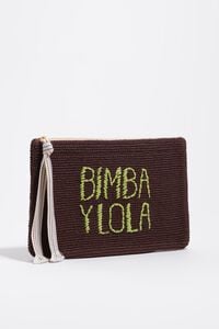 Large chocolate plaited cotton handbag