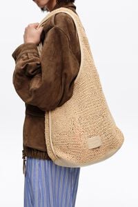 Large ivory plaited bag