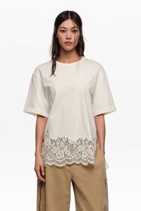 Oversize ivory lace T-shirt