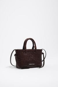 Dark brown plaited leather mini bag