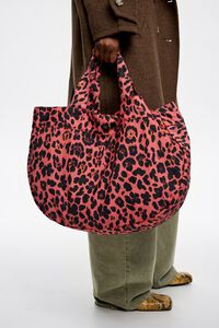 Bolso shopper nylon print Leopard rosa el&eacute;ctrico
