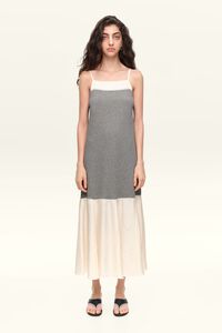 Gray melange two-material A-line dress