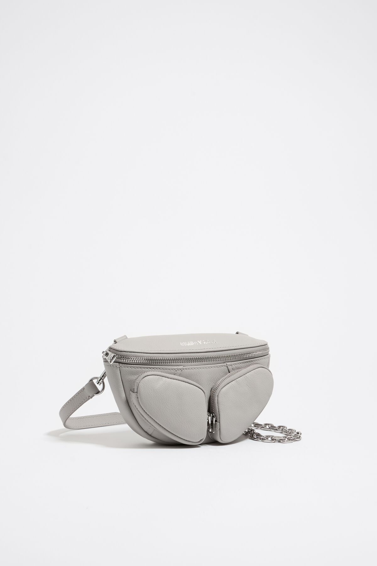XS silver leather Pocket slouch bag