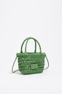 Mini emerald leather plaited crossbody bag