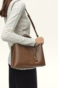 Bolso tote Chihuahua mediano piel marr&oacute;n dorado