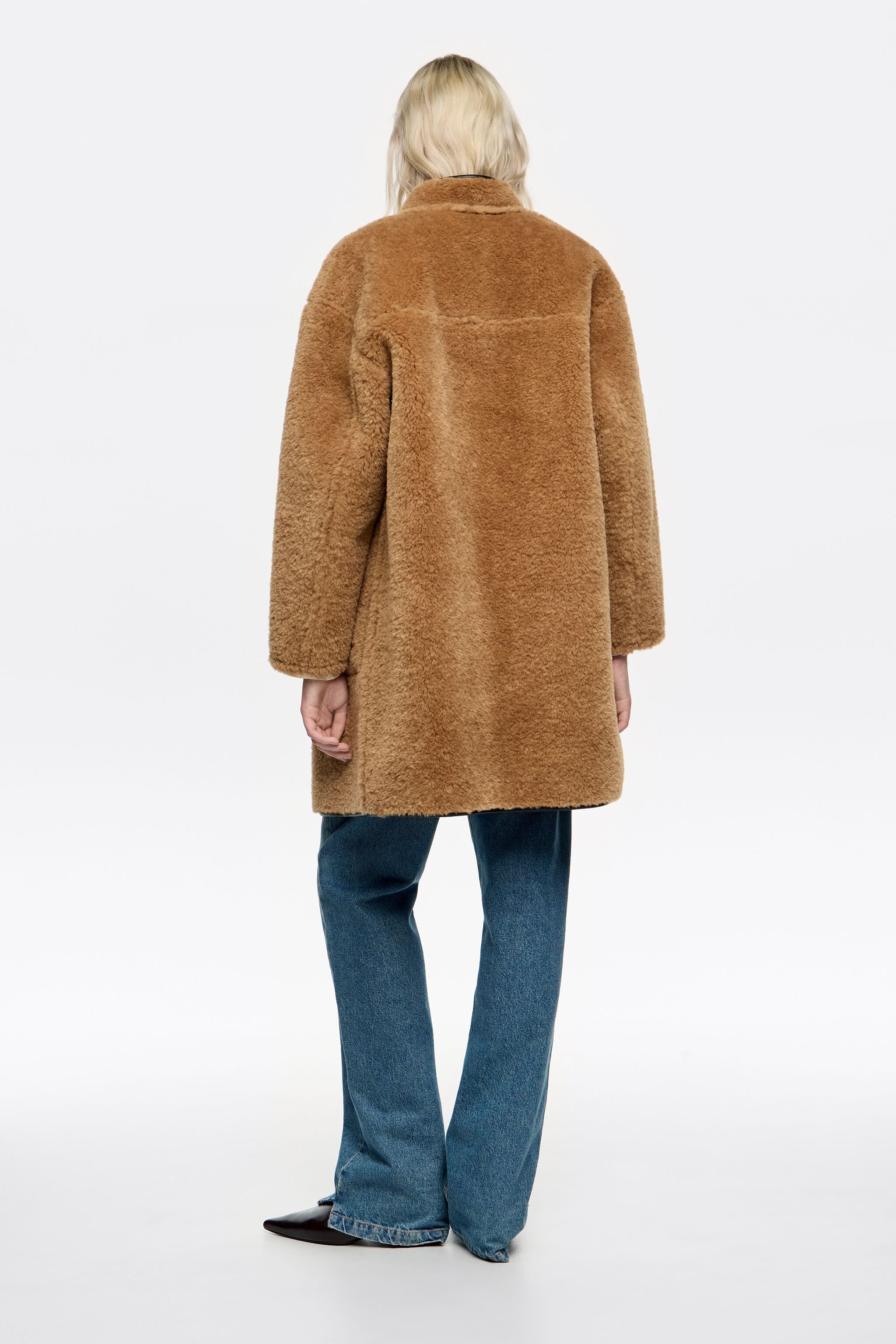 Camel reversible fur coat