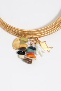 Bangle bracelet with aged gold stones texture