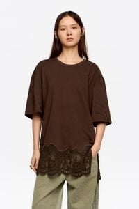 Oversize dark brown lace T-shirt