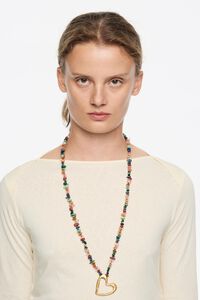 Matte gold heart and stones necklace