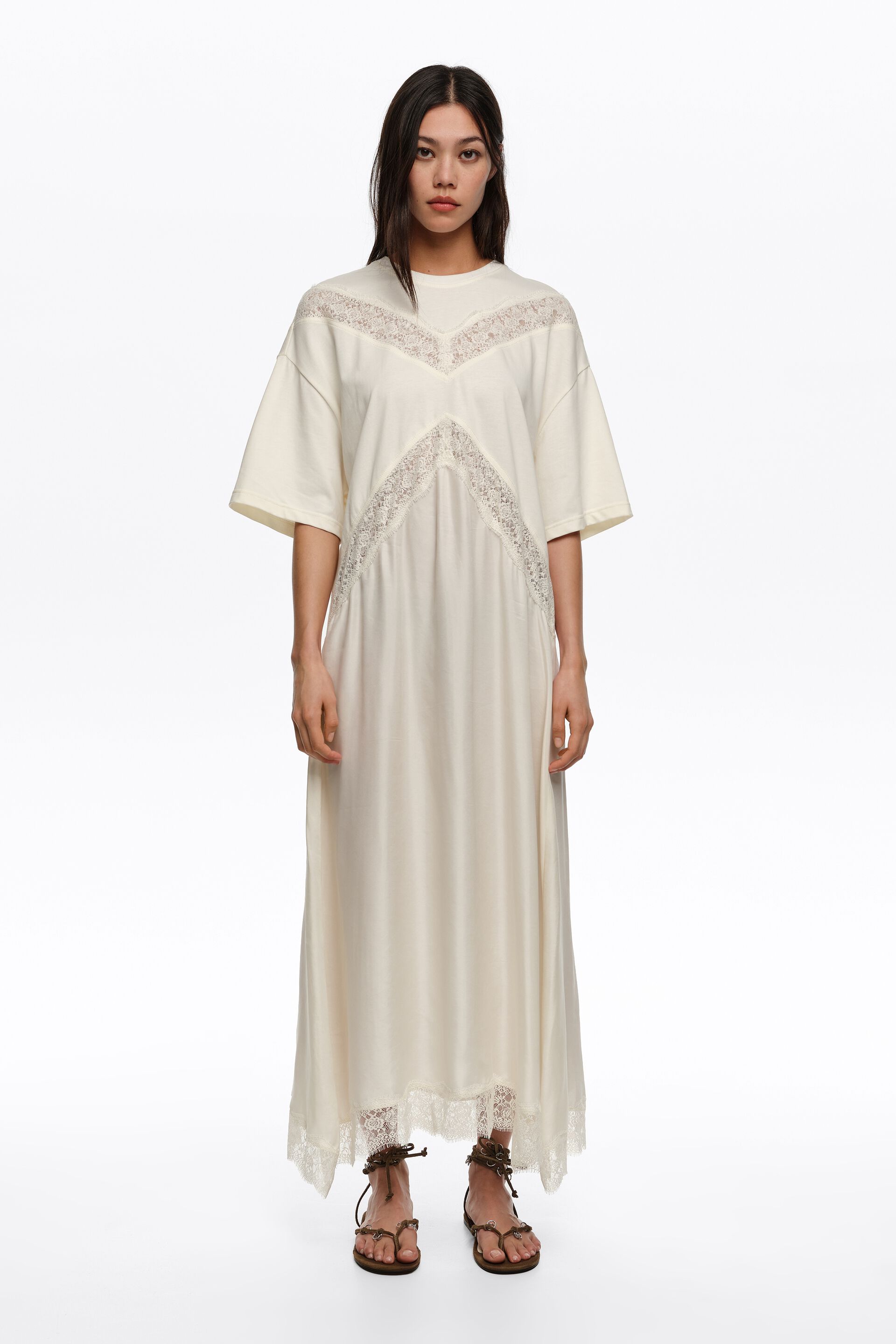 BIMBA Y LOLA Ivory lace dual material dress BIMBA Y LOLA Ivory lace dual material dress