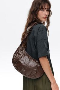 Medium shiny chocolate Moon bag