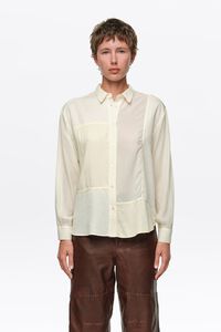 Cream patchwork straight shirt