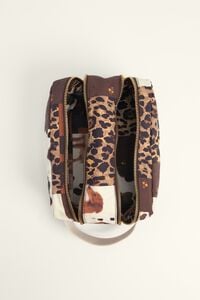 Large chocolate nylon patchwork double make-up case