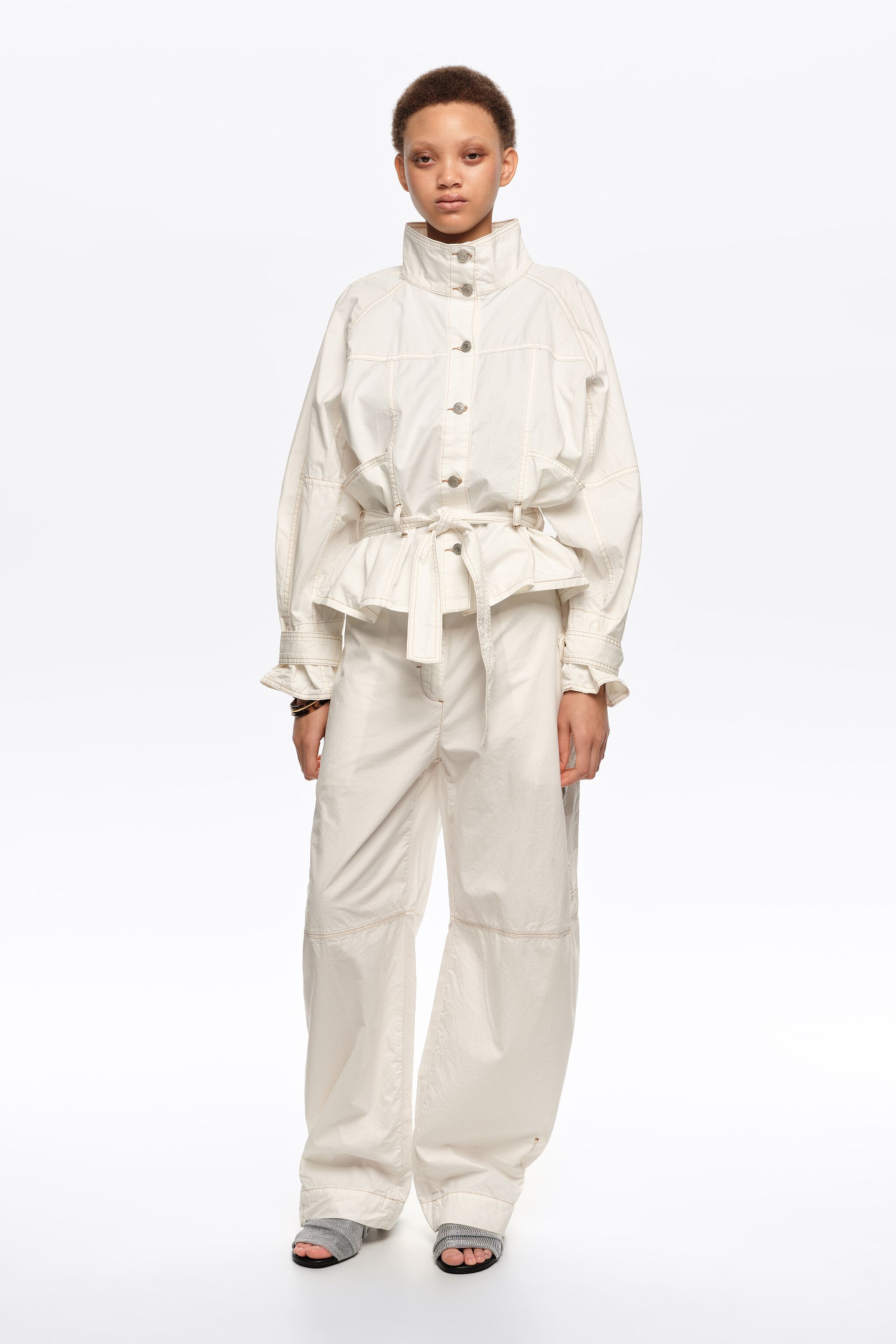 Off-white washed cotton oversize jacket