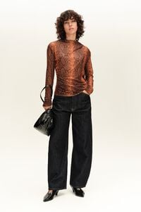 Camiseta de tul fruncida Romantic Snake caramel