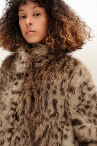 Dark olive Leopard fur coat