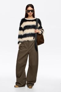 Black and white striped fur sweater