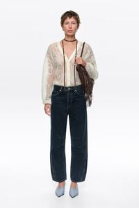 Ivory mohair openwork cardigan