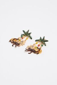 Gold monkeys and bananas earrings