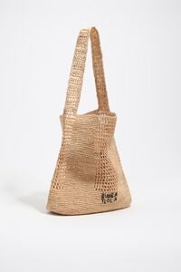 Large natural raffia plaited bag