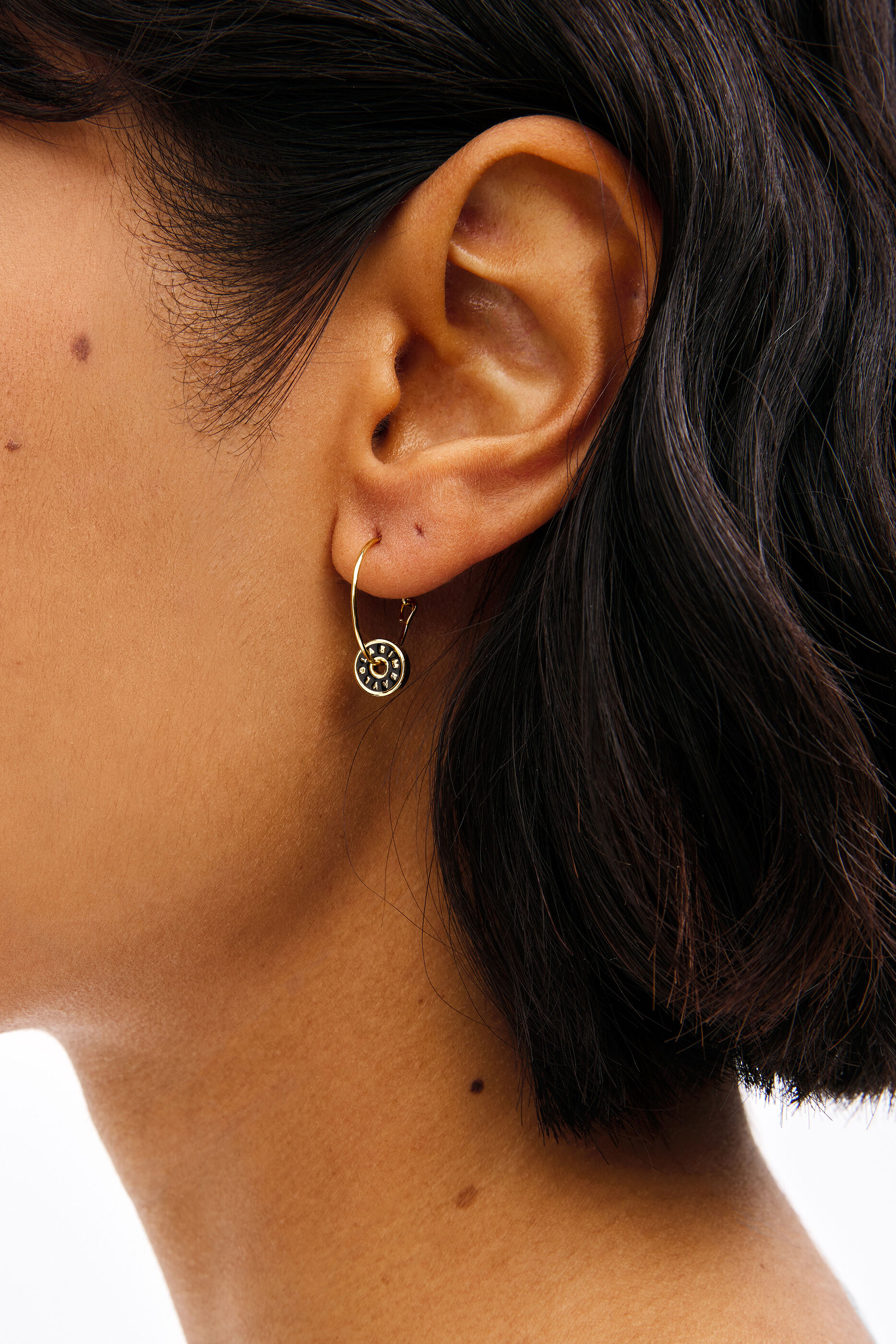 Small hoop logo earrings