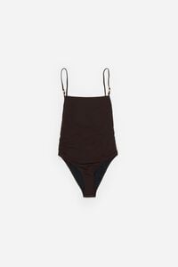 Chocolate swimsuit with beads