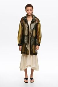 Gabardina l&iacute;nea A transparente oliva