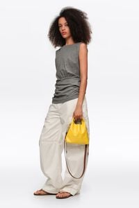 Paper crossbodytas mini van geel leer