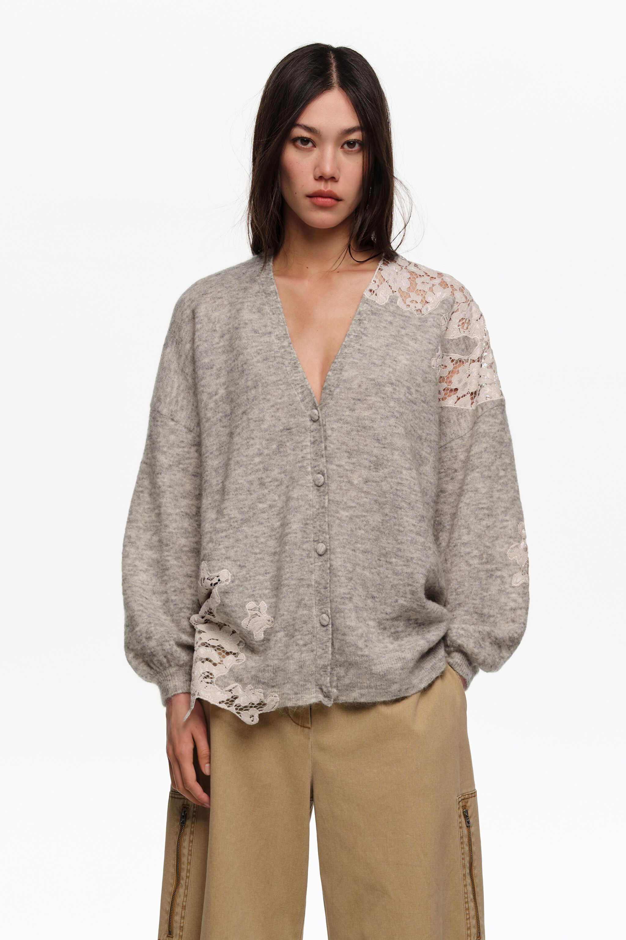 Light gray long lace cardigan Light gray long lace cardigan