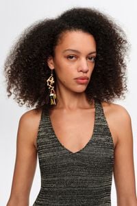 Metal and ceramic fish earrings