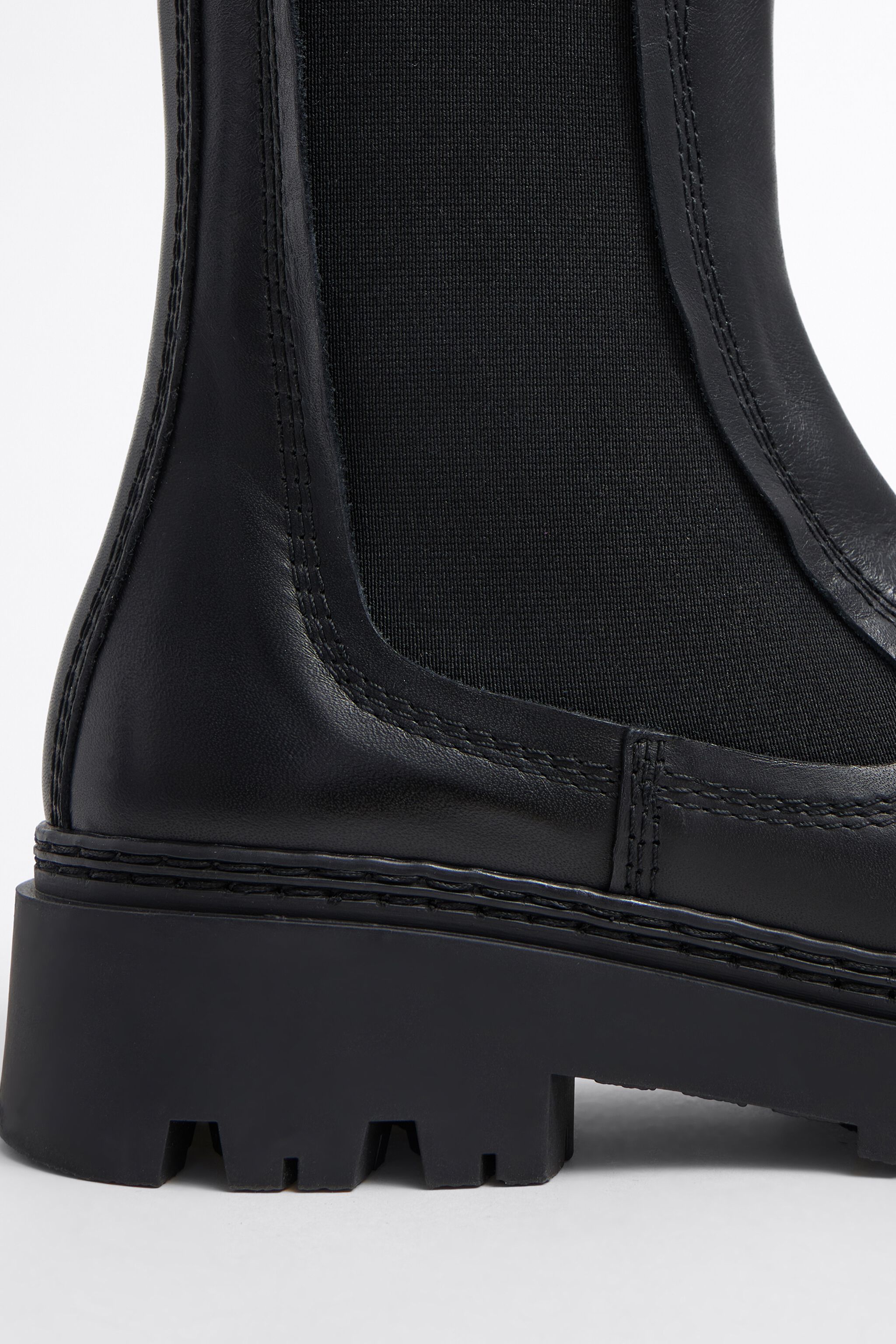 Black leather elastic ankle boot