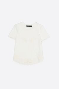 T-shirt borduursel ivoorwit