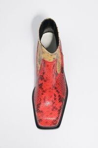 Snake print leather ankle boot