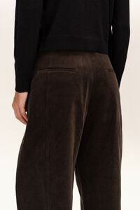 Dark chocolate corduroy barrel leg trousers