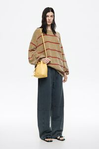 Jersey mohair caqui claro rayas