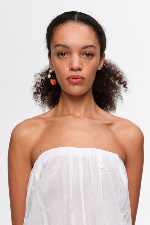 white ruched strapless dress Ruffled Strapless A-Line Ruched Wedding Dress With Slit in White, White / 22
