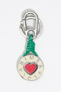 Llavero circular coraz&oacute;n marfil