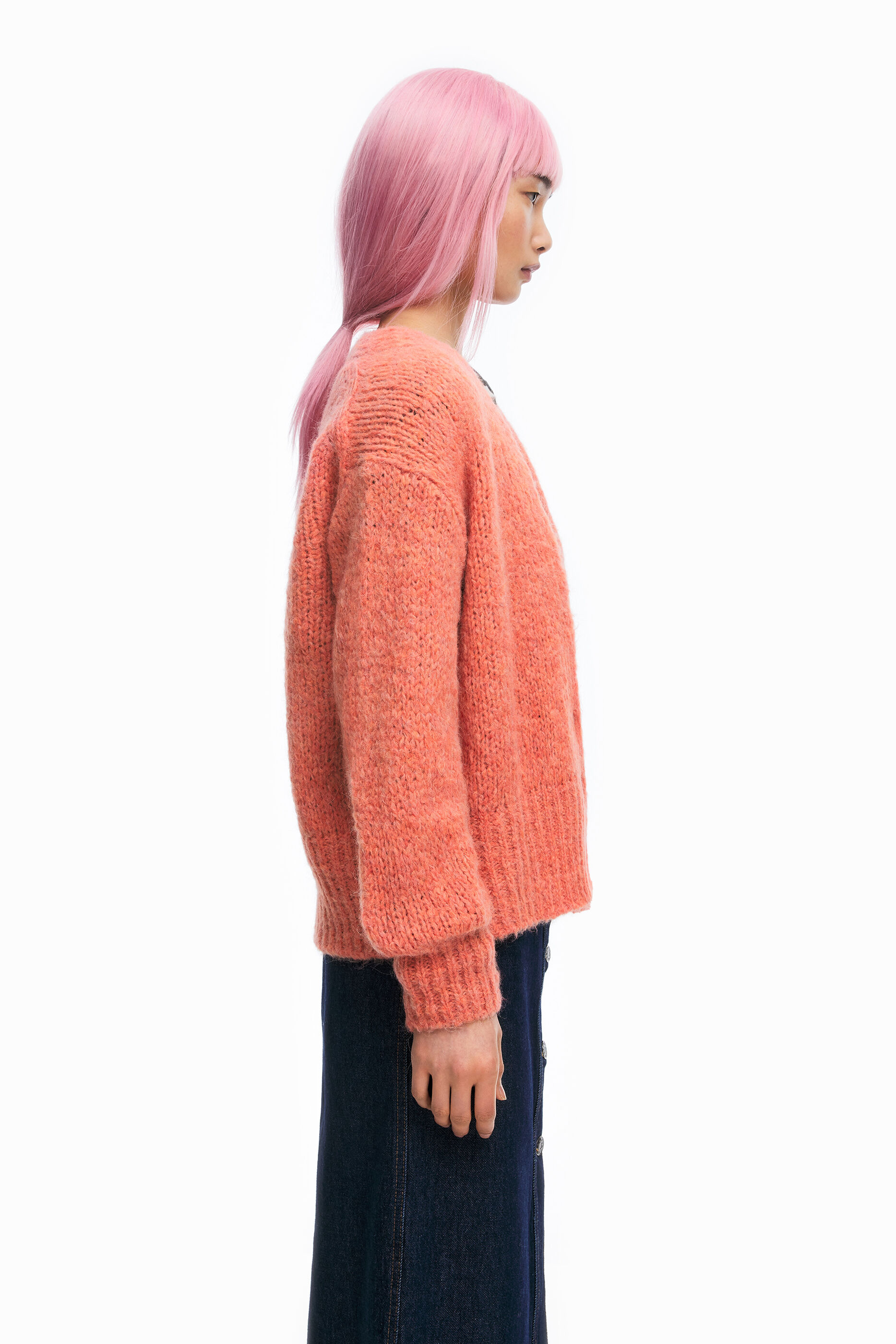 Coral alpaca cardigan