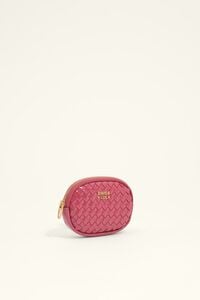 Dark pink plaited oval coin purse