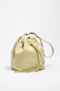 Large Palms print pale green leather Carlino bucket bag