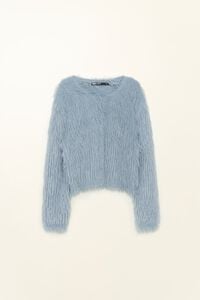 C&aacute;rdigan pelo recto azul claro