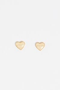 Pendientes coraz&oacute;n dorado y marfil