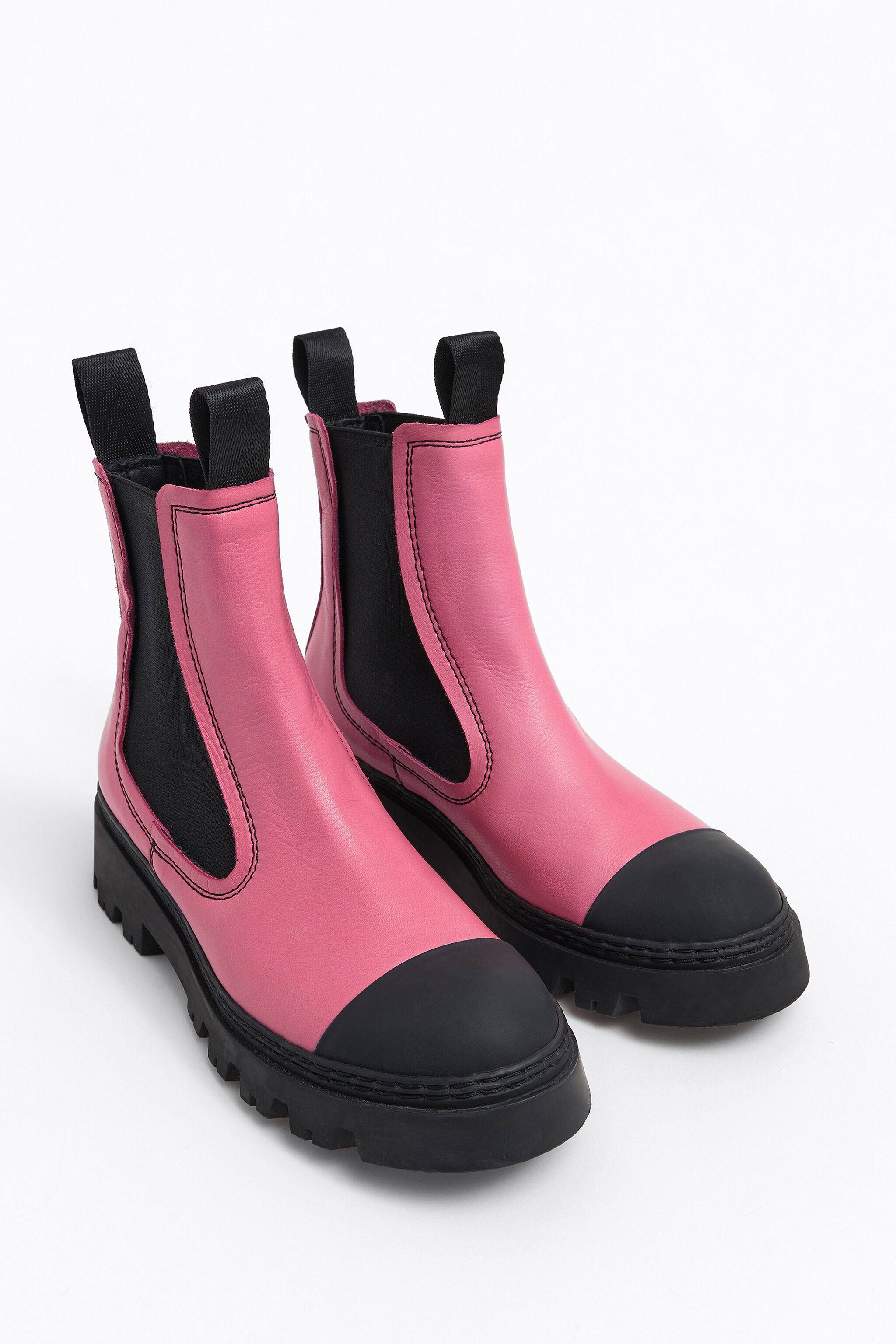 pink leather boots