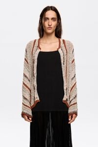 Cárdigan rayas arena