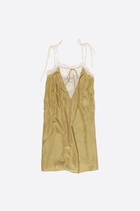 Short green silk strappy dress