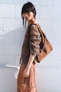 Chestnut medium suede Paper bag