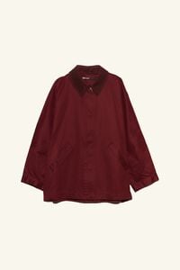 Short burgundy coated trench