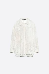 Camisa oversize patchwork encajes marfil