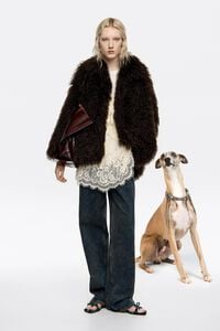 Oversize dark brown fur coat